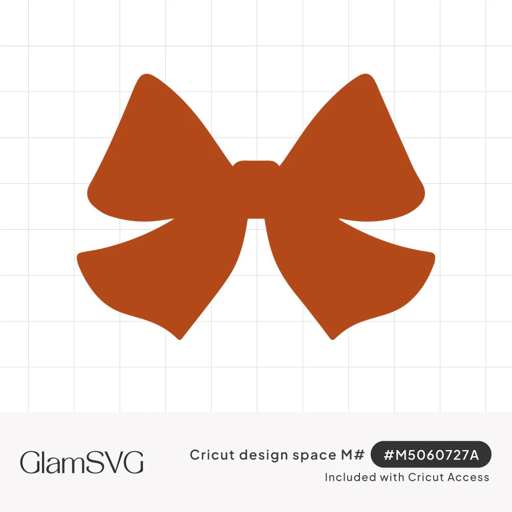 Solid rust-orange ribbon bow silhouette with two rounded loops, a center knot and long notched tails