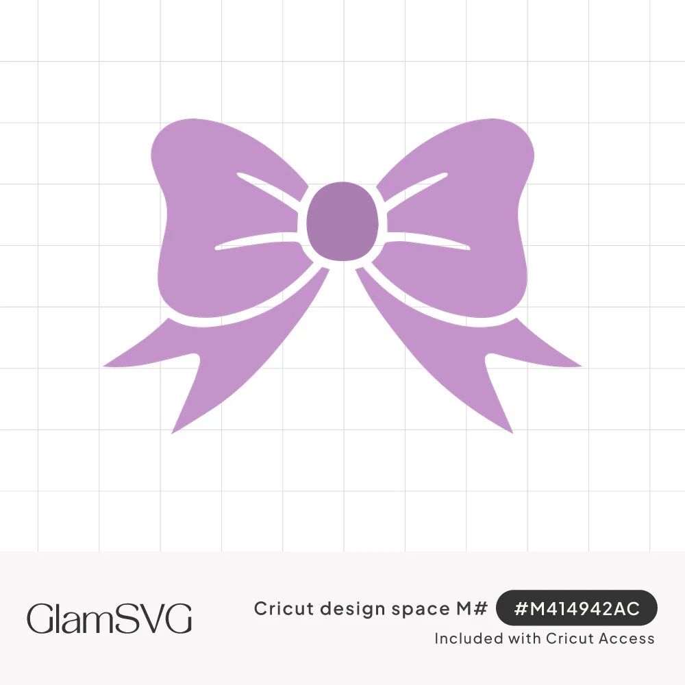 Lavender purple bow with a darker violet center knot, white fold lines and two ribbon tails