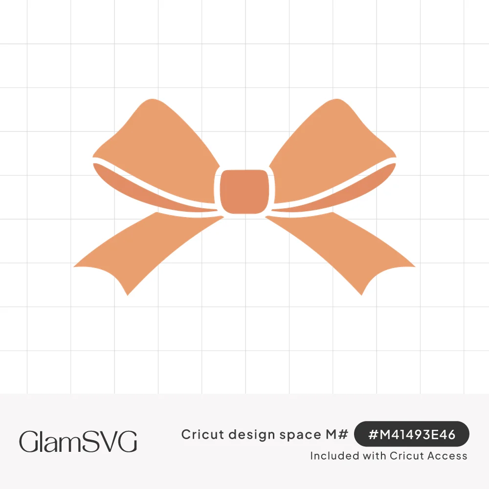 Peach ribbon bow with two folded loops, a square center knot and long notched tails on a white background