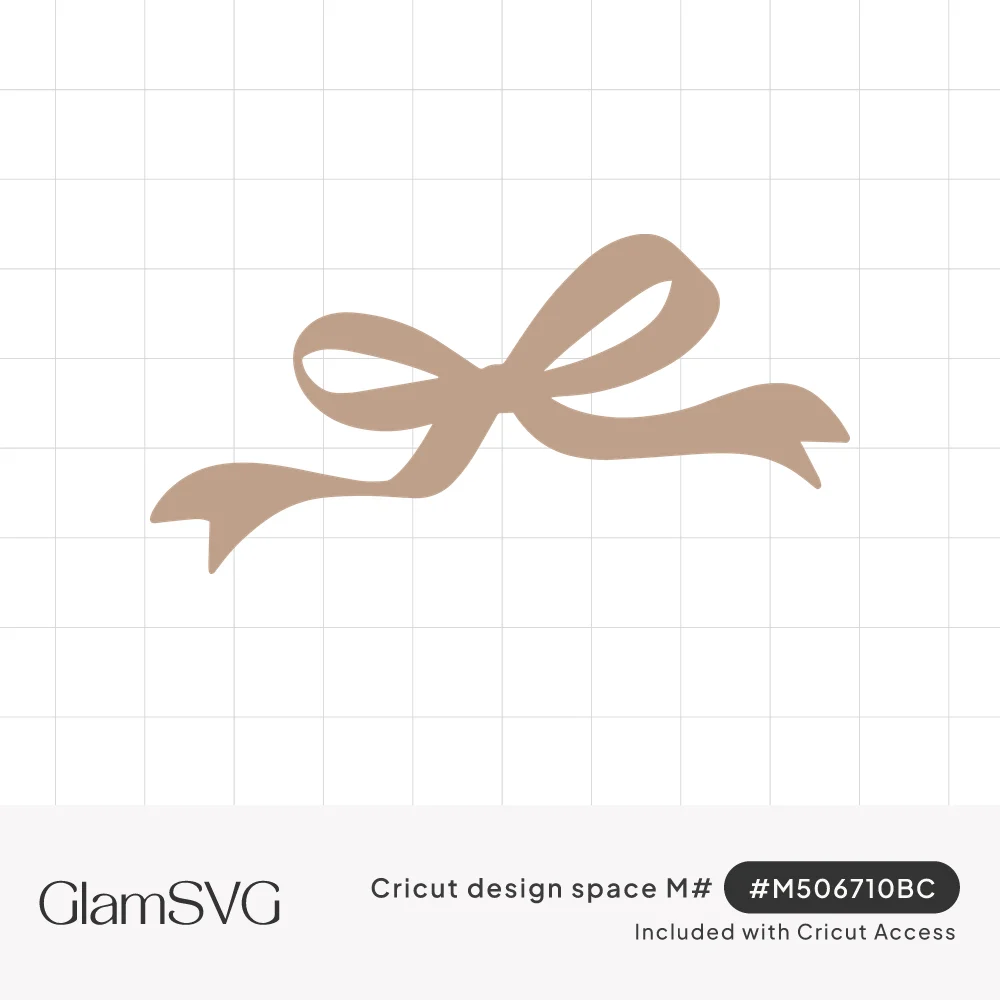 Blush beige silhouette of a ribbon bow with two loose loops and long wavy tails