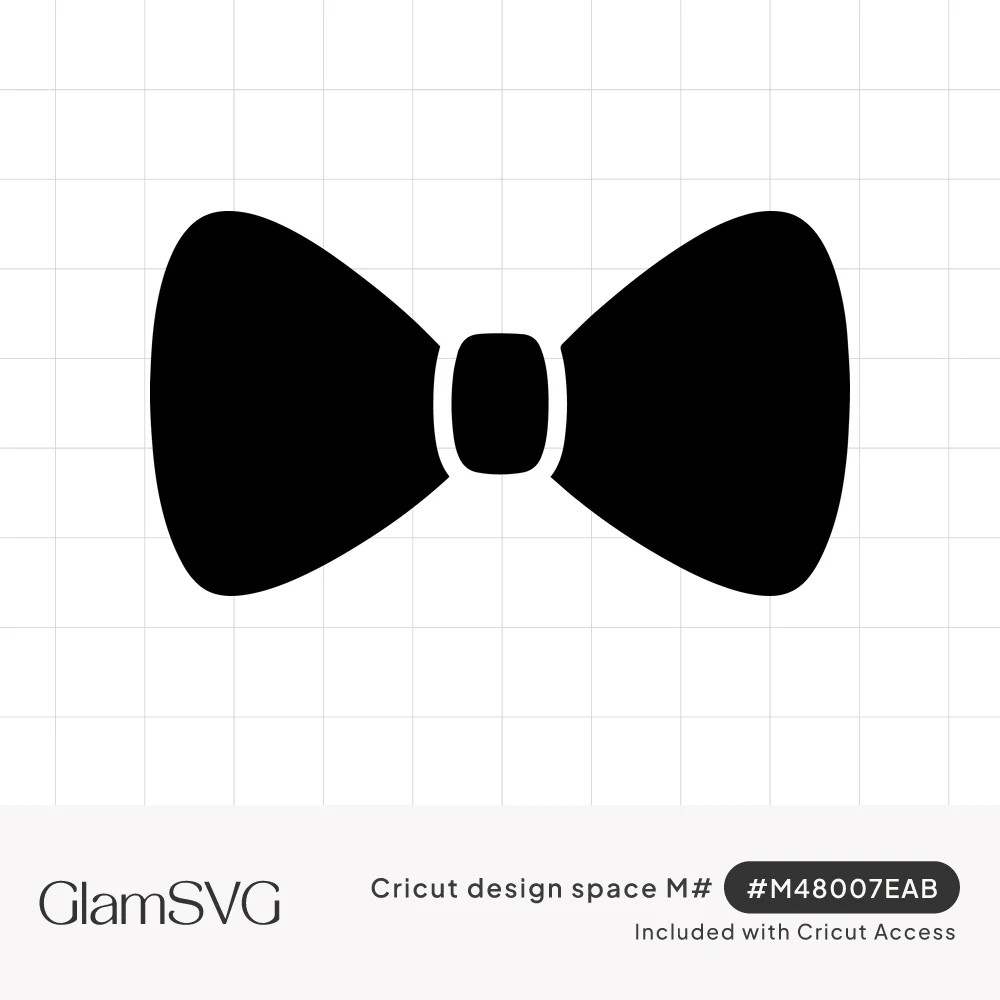 Solid black bow tie silhouette with rounded wings and a small white-outlined center knot