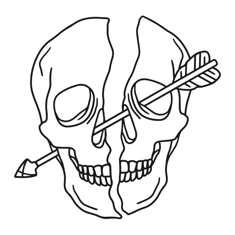 Broken Skull With Arrow
