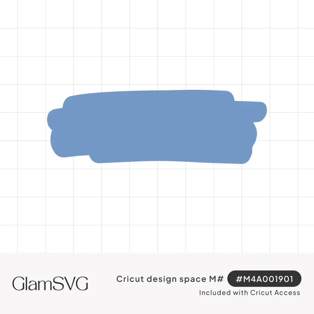 Horizontal soft blue painted brush stroke swatch with rounded, uneven hand-painted edges on a white background