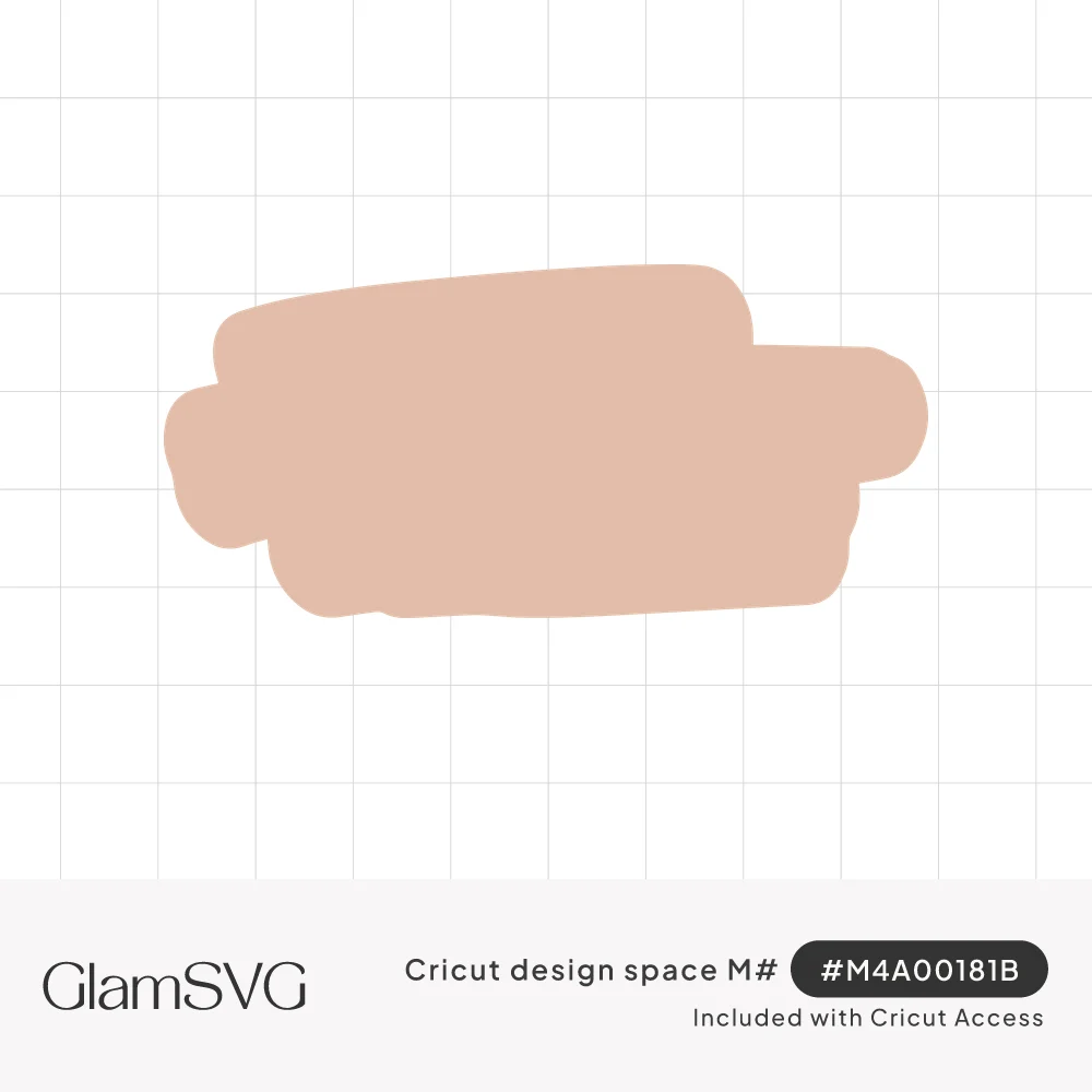 Wide peach-colored brush stroke shape with rounded ends and uneven hand-painted edges on a white background