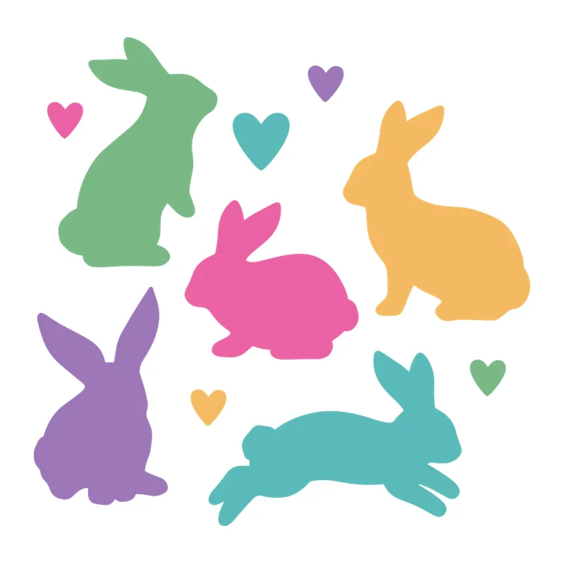 Pastel Bunny Silhouettes