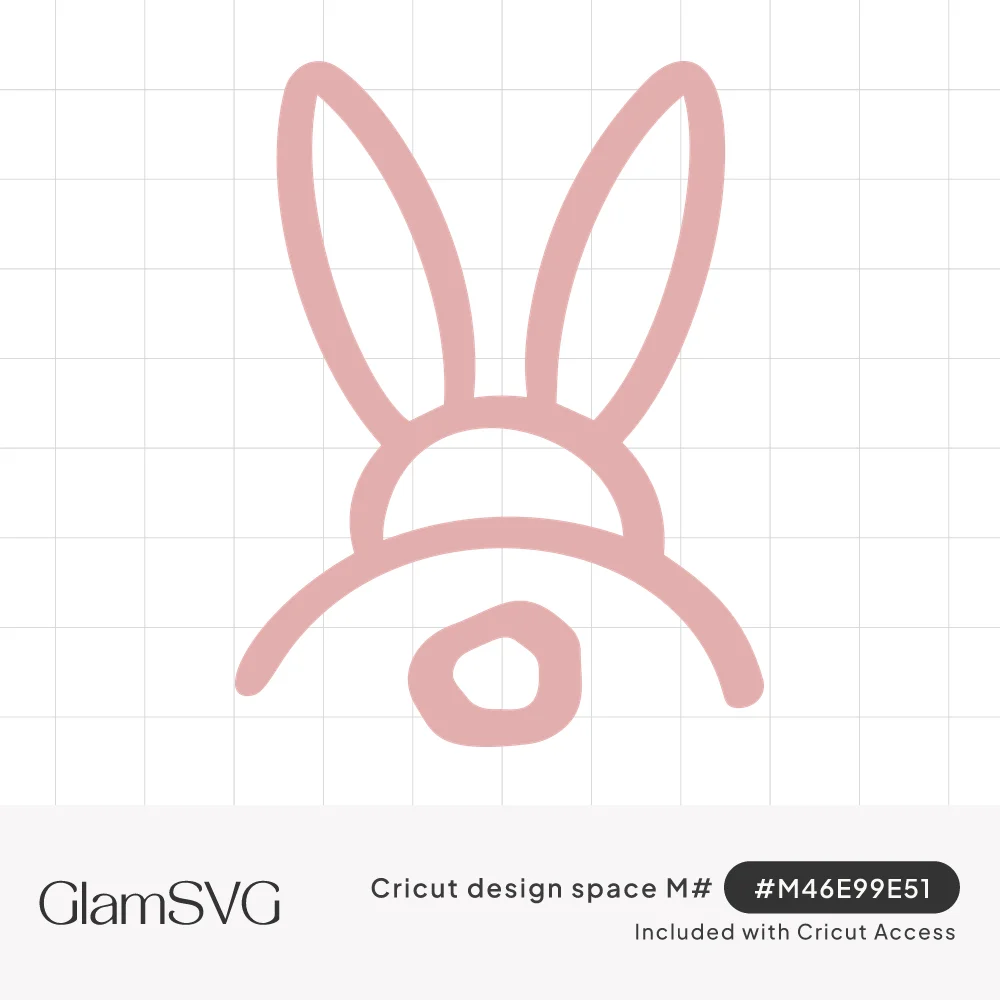 Pink line drawing of a bunny seen from behind with two tall ears, a round head and a little round tail