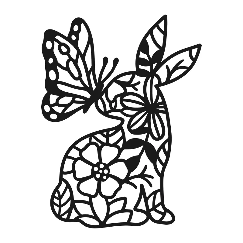 Floral Bunny and Butterfly