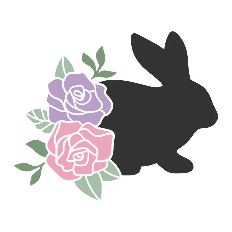 Bunny Silhouette with Roses