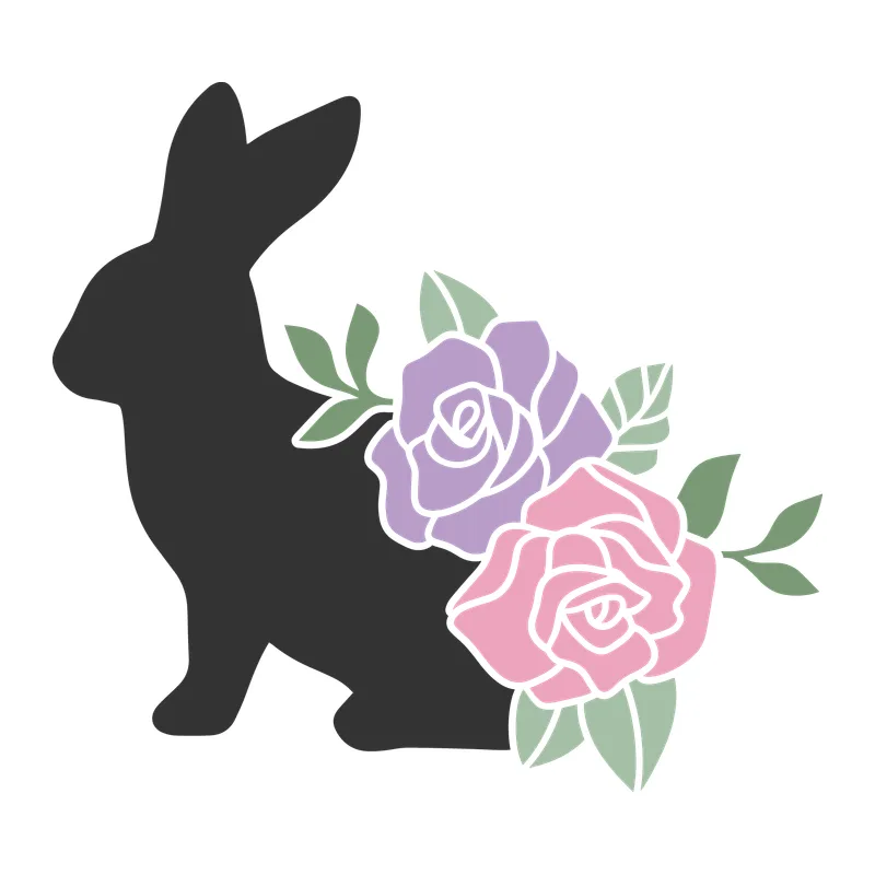 Bunny Silhouette with Roses