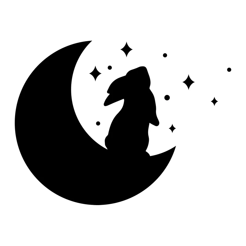 Bunny and Moon Silhouette