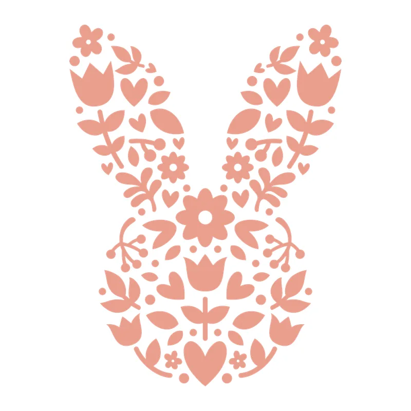 Folk Art Floral Bunny Face