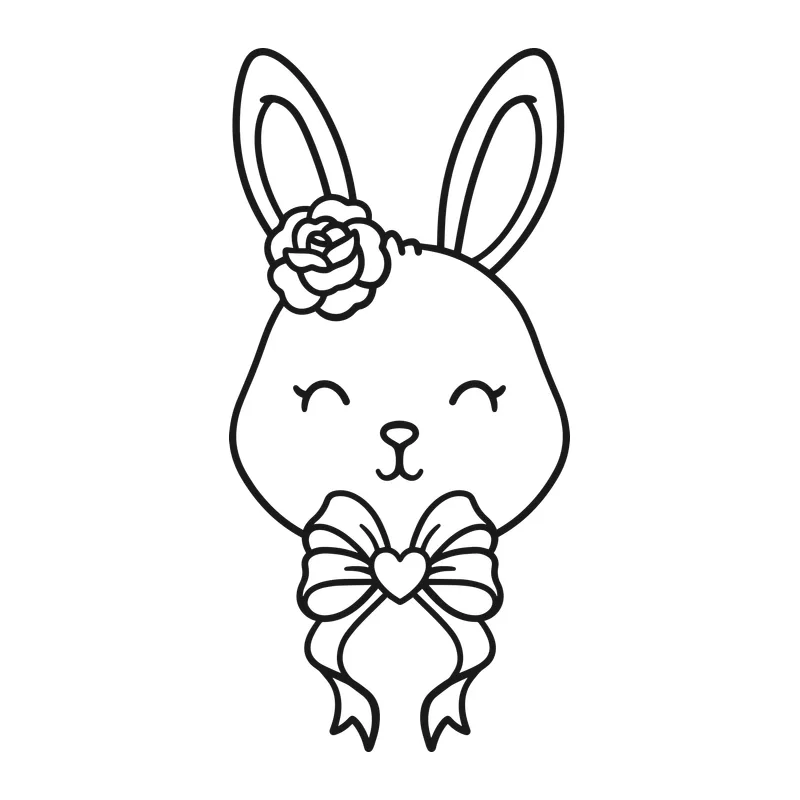 Bunny Face With Rose and Bow