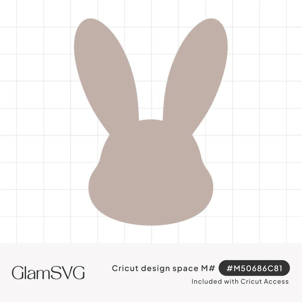 Solid taupe silhouette of a bunny head with two tall upright ears and a rounded face