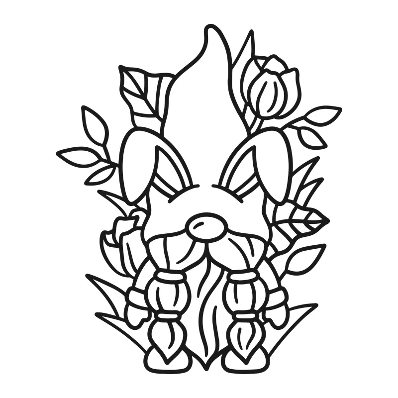 Bunny Gnome With Tulips
