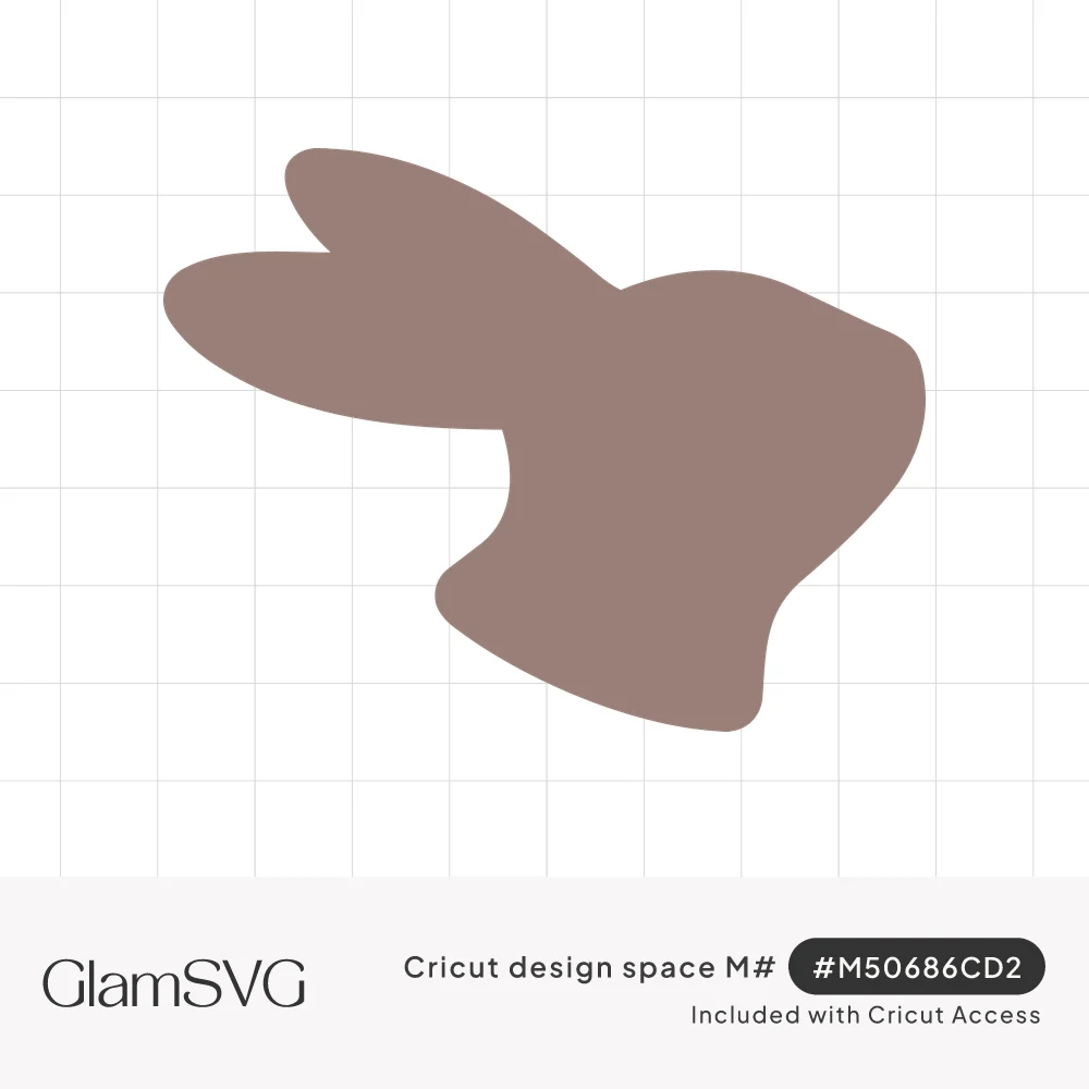 Brown silhouette of a bunny head in side profile with two long ears swept back