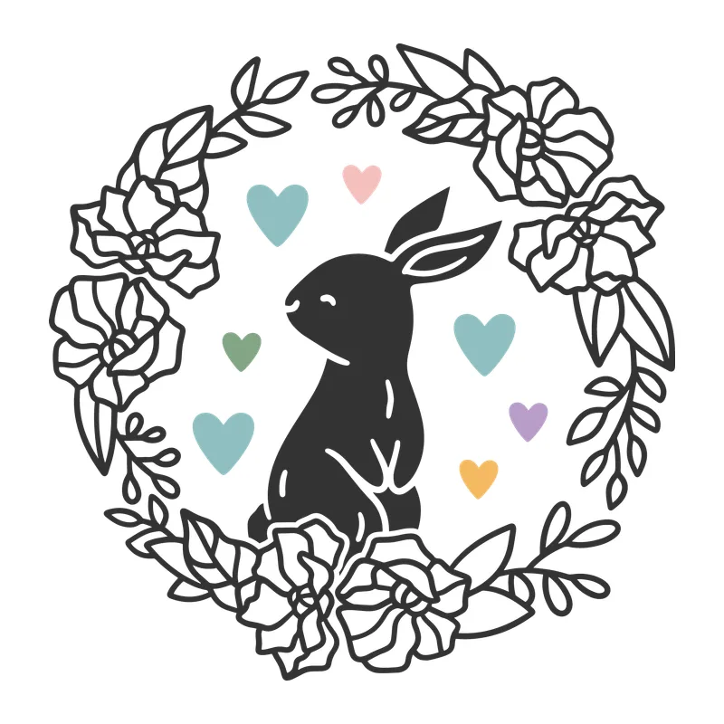 Bunny in a Floral Wreath