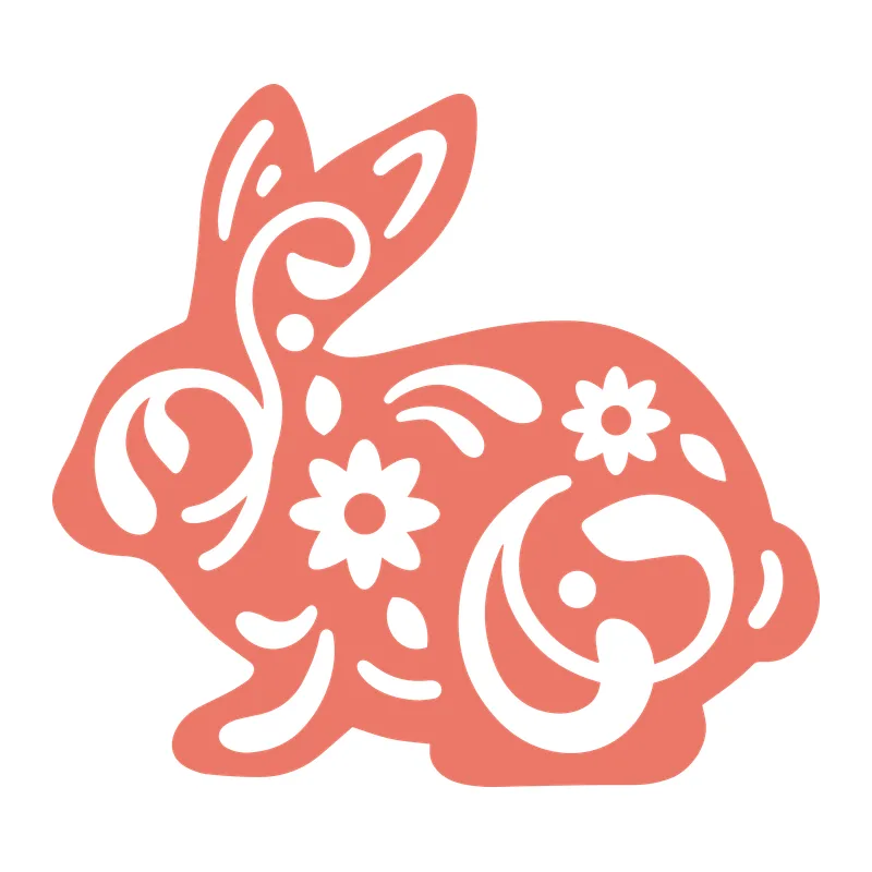 Floral Papercut Bunny Silhouette