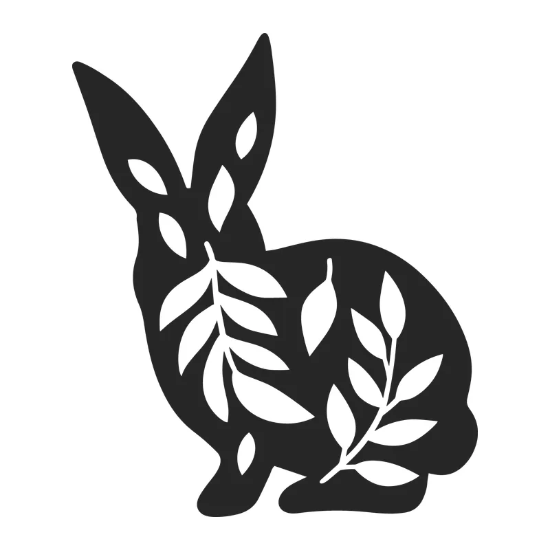 Botanical Bunny Silhouette