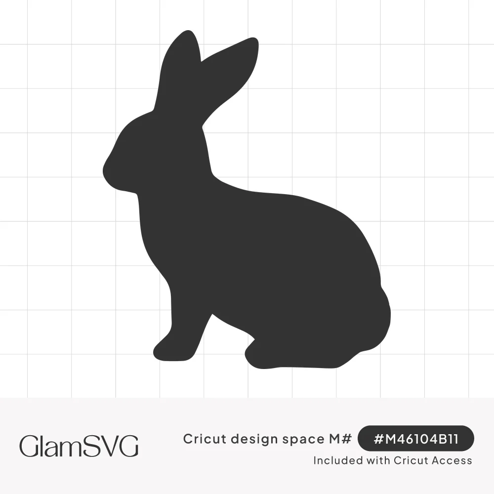 Solid dark silhouette of a sitting rabbit in side profile with tall upright ears