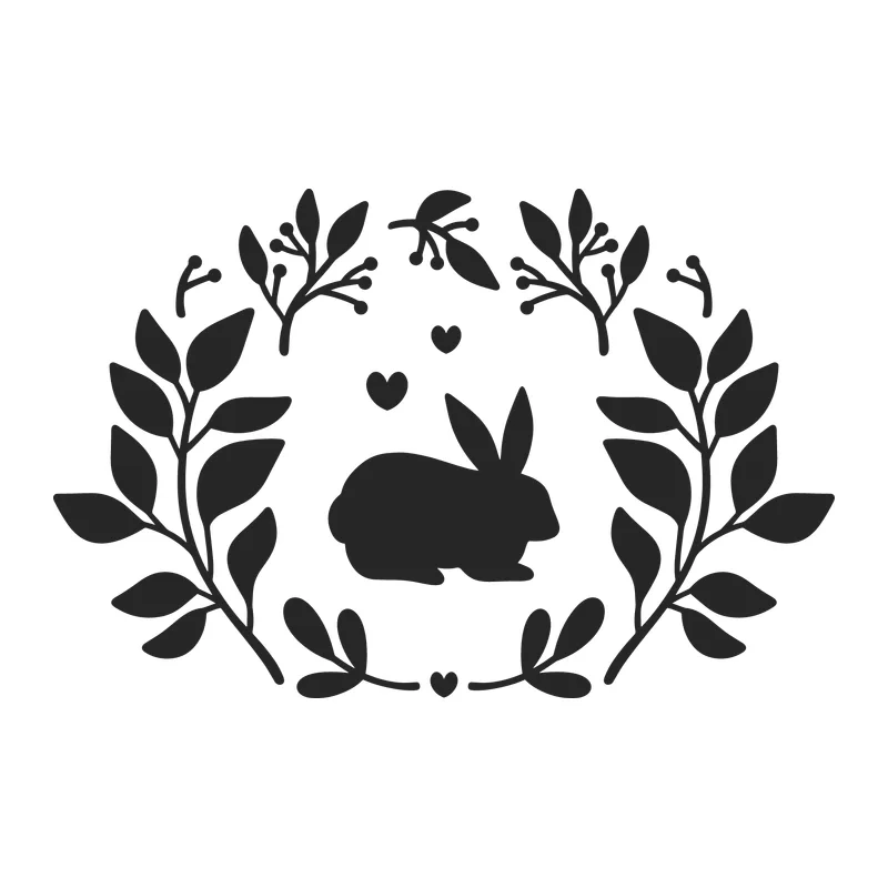 Bunny Silhouette Leaf Wreath