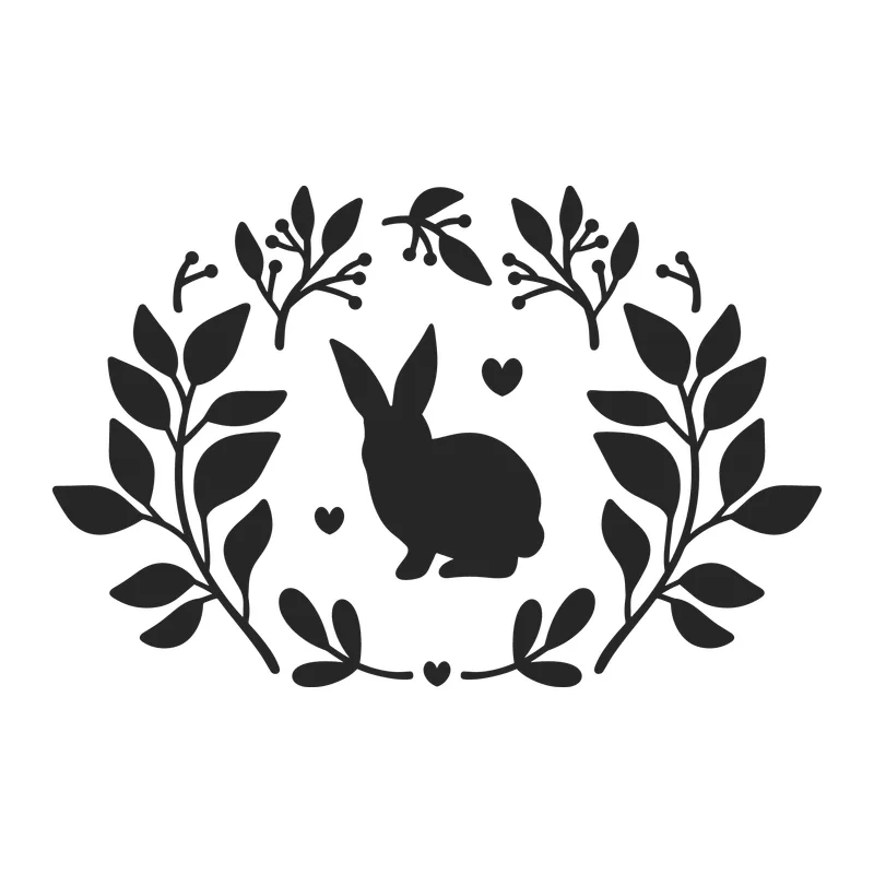 Bunny Silhouette Leaf Wreath