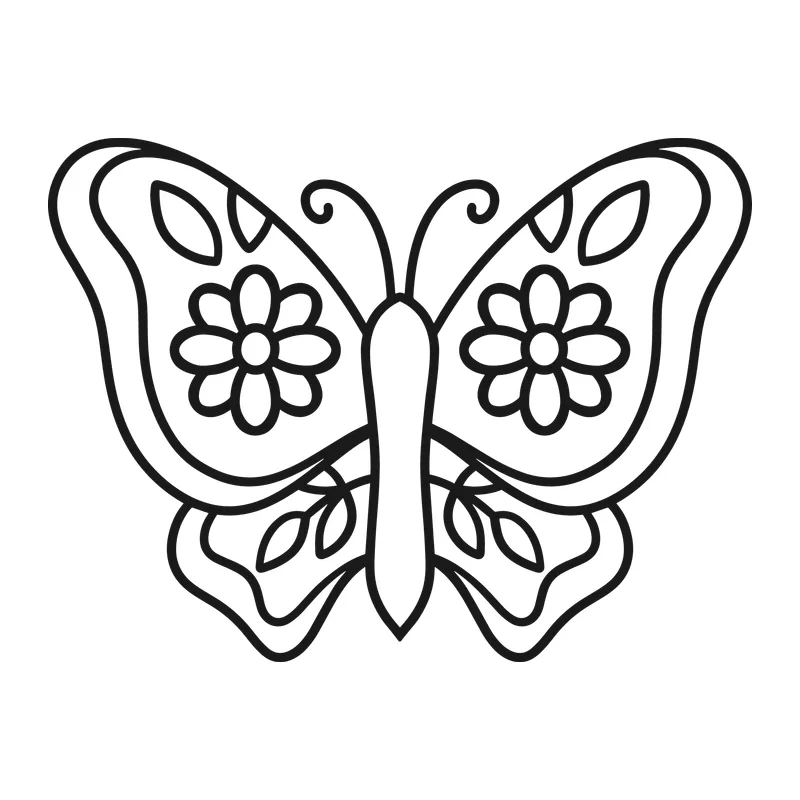 Floral Line Art Butterfly