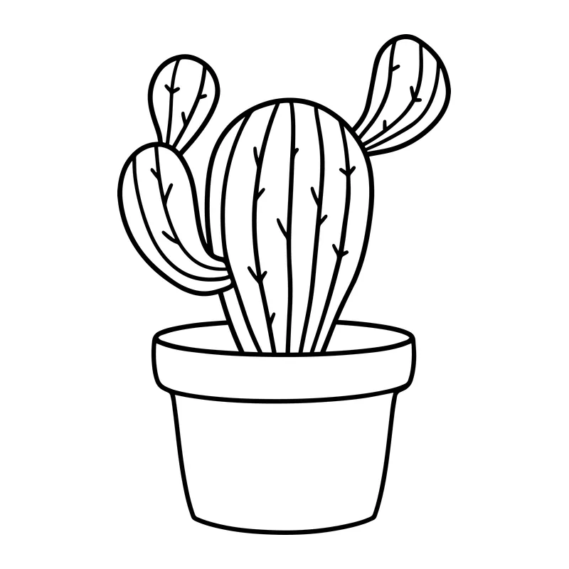 Potted Cactus Line Art