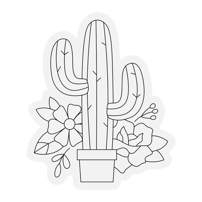 Potted Cactus with Flowers