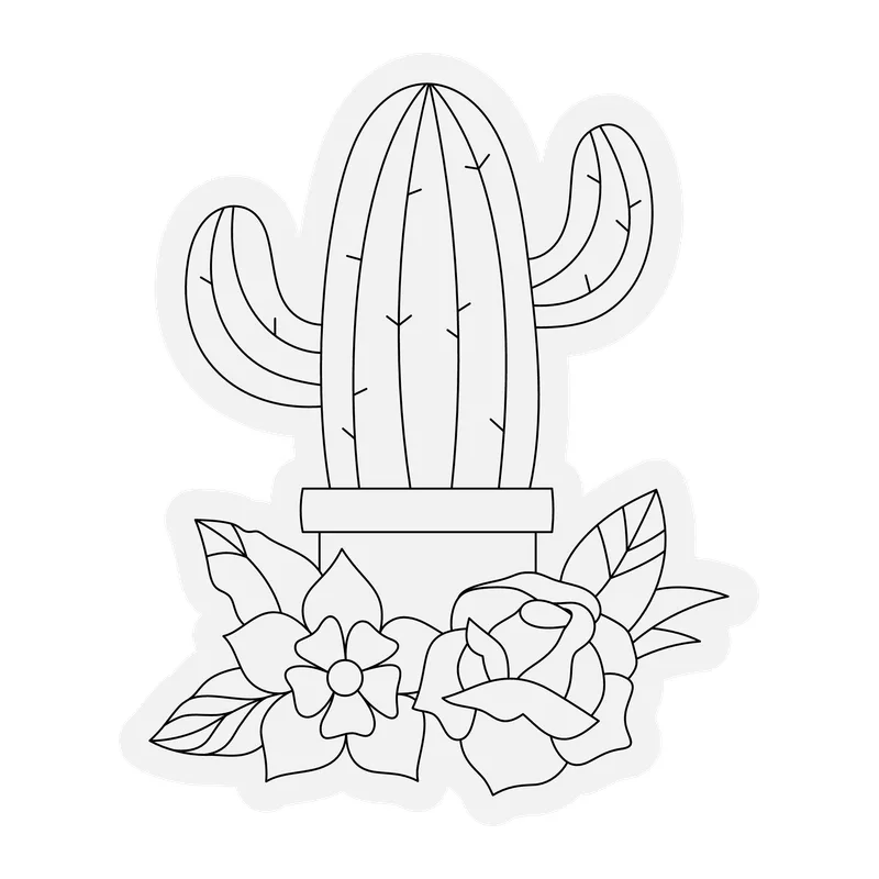 Potted Cactus with Flowers