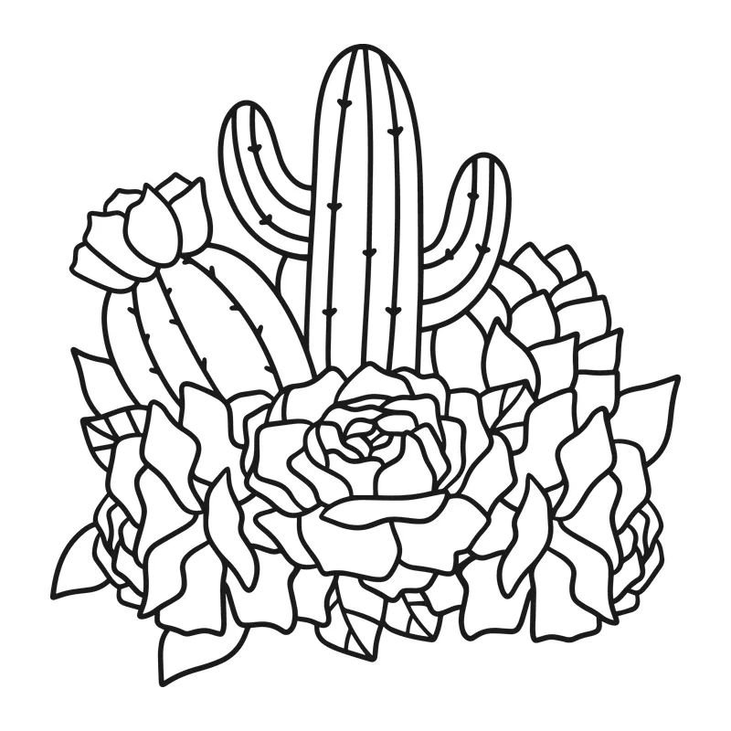 Cactus and Flowers