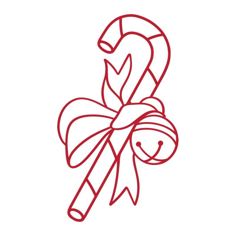 Candy Cane with Bow and Bell