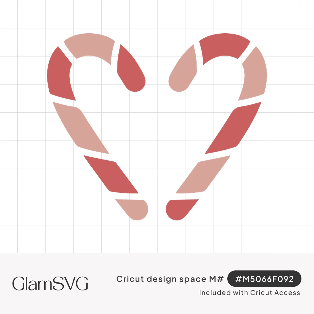 Two red and pink striped candy canes curving toward each other to form a heart shape