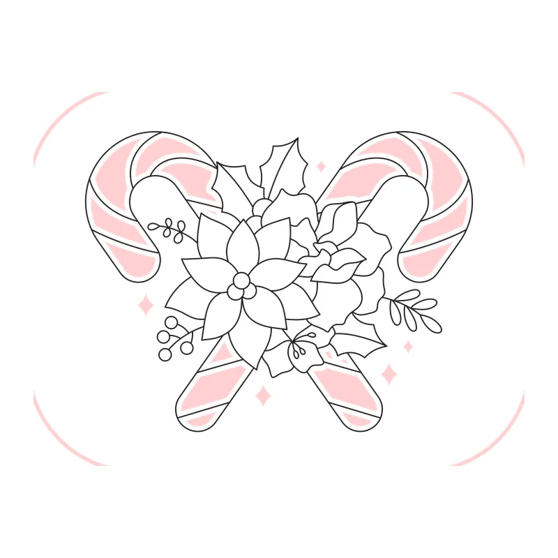 Candy Canes with Poinsettia