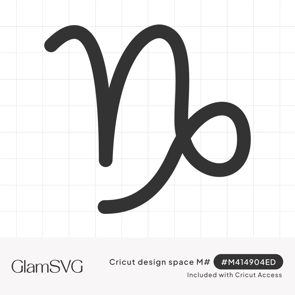 Capricorn zodiac symbol drawn as a single rounded dark gray line with a tall arch and a looped tail