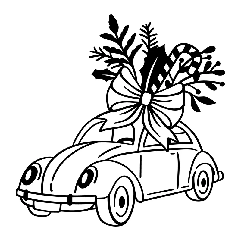 Vintage Bug Car With Christmas Bow