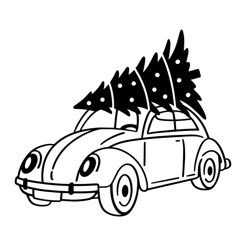 Vintage Car with Christmas Tree