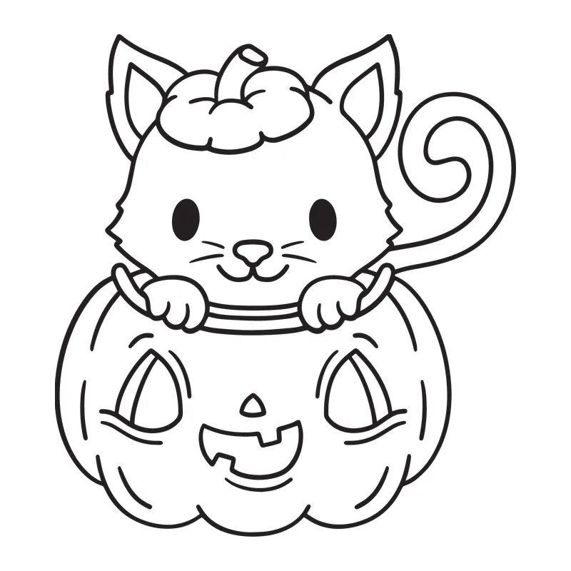 Kitten in a Jack-O-Lantern