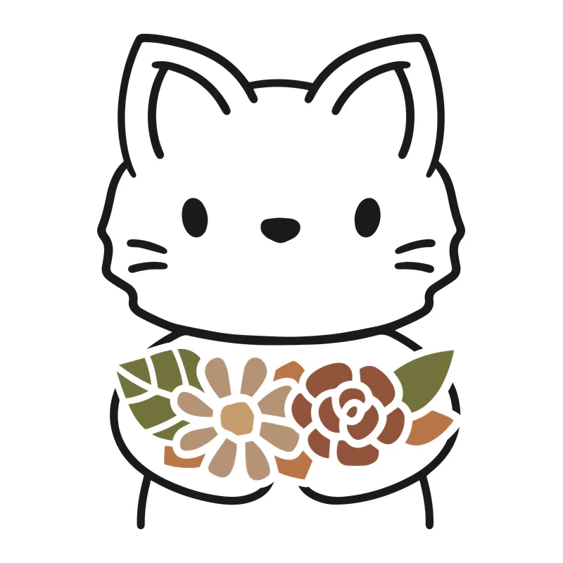 Cat With Flower Bouquet