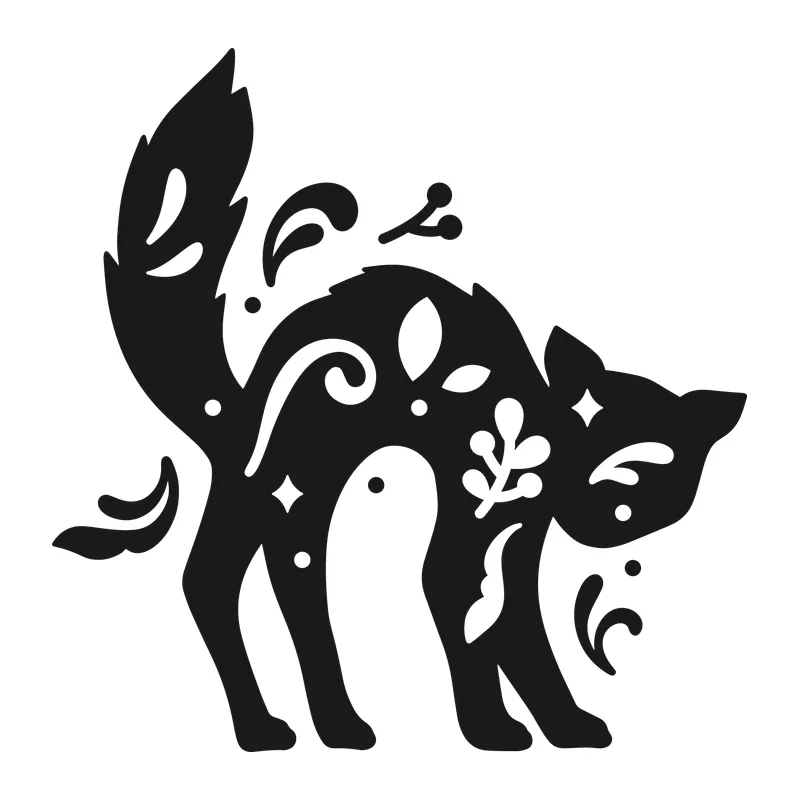 Folk Art Arched Cat