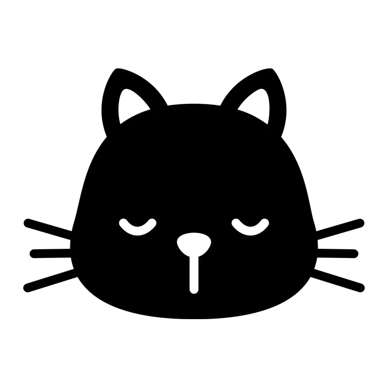 Sleepy Black Cat Face