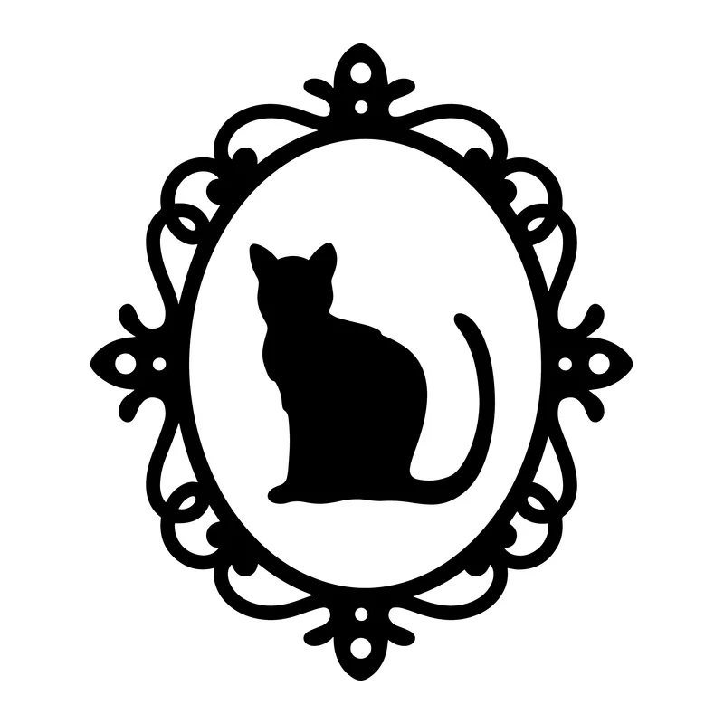 Cat Silhouette in Cameo Frame