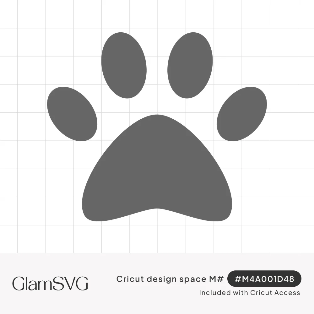 Solid gray cat paw print with four oval toe beans above a rounded triangular pad