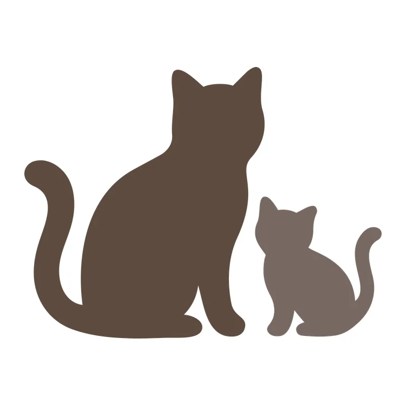 Mother Cat and Kitten Silhouette