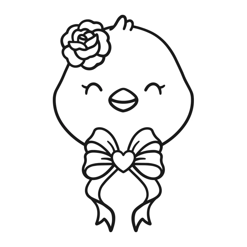 Chick Face With Rose and Bow