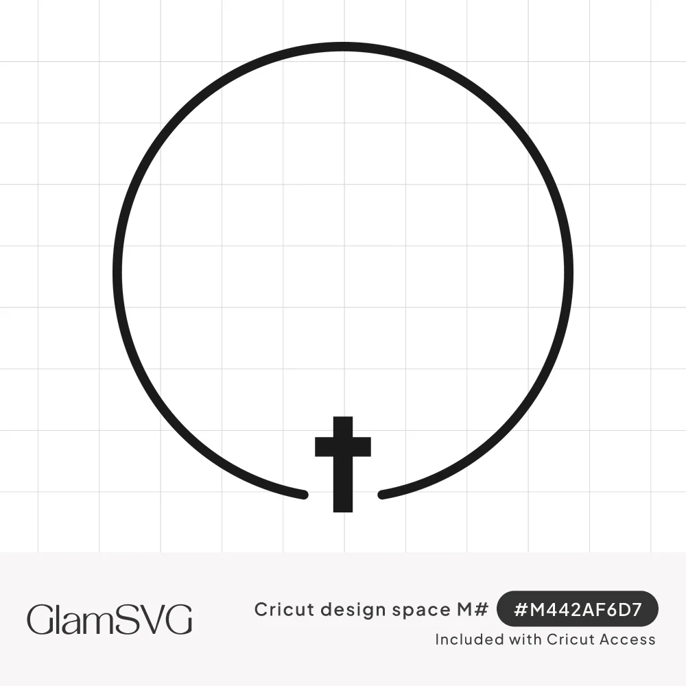 Thin black open circle frame with a small solid Latin cross set in the gap at the bottom