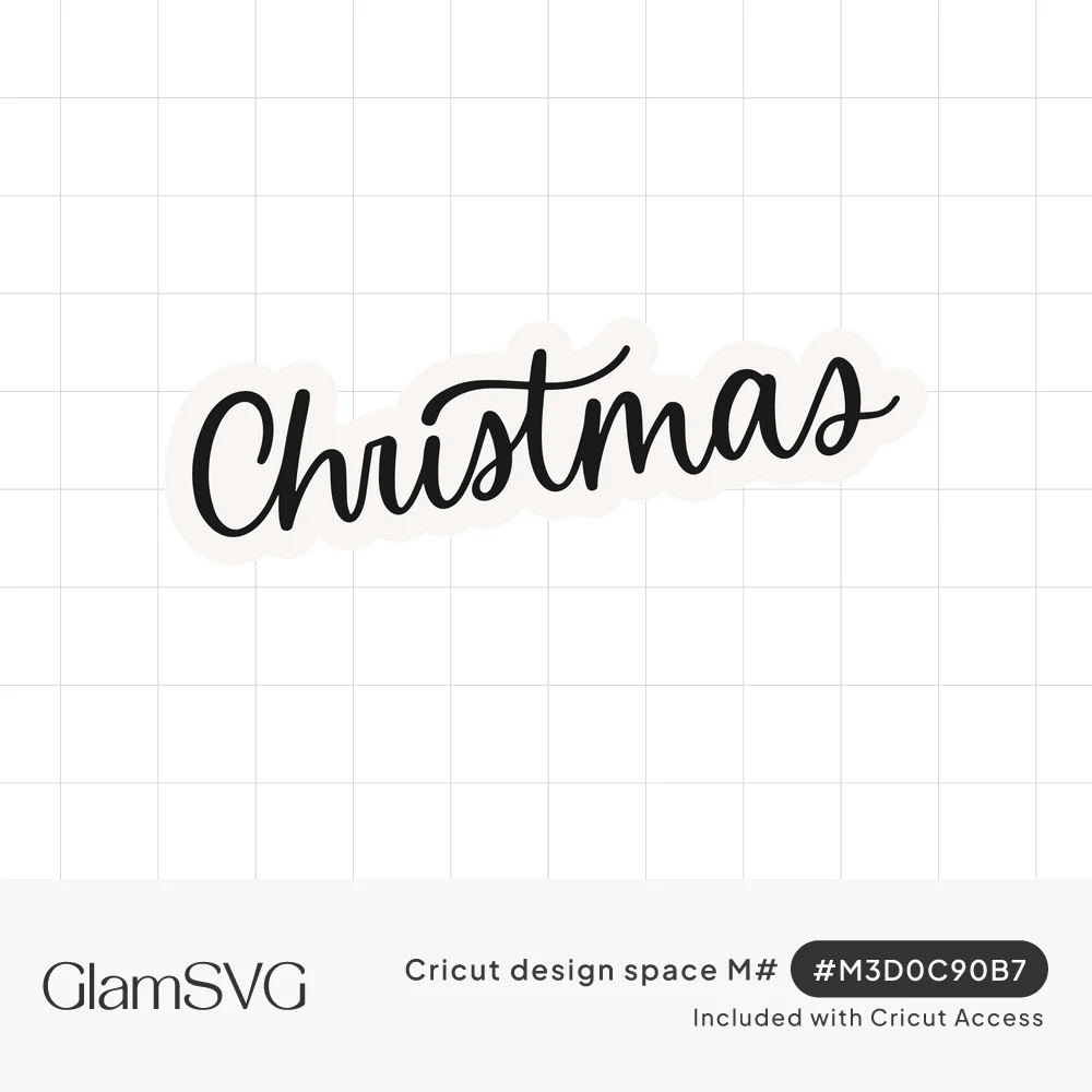 The word Christmas in black hand-lettered brush script on a slight diagonal with a pale offset outline