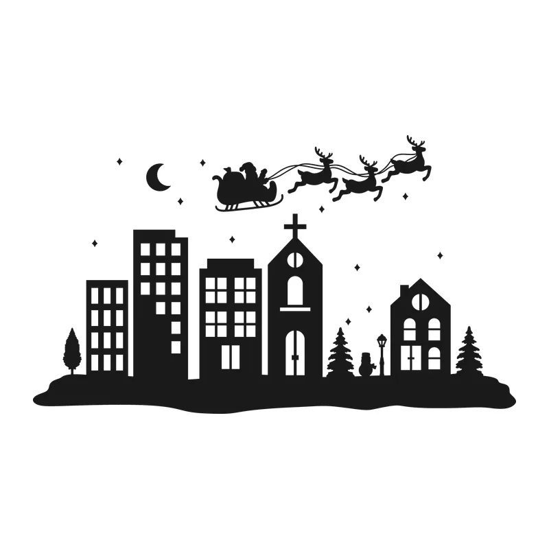 Christmas Eve Village Skyline