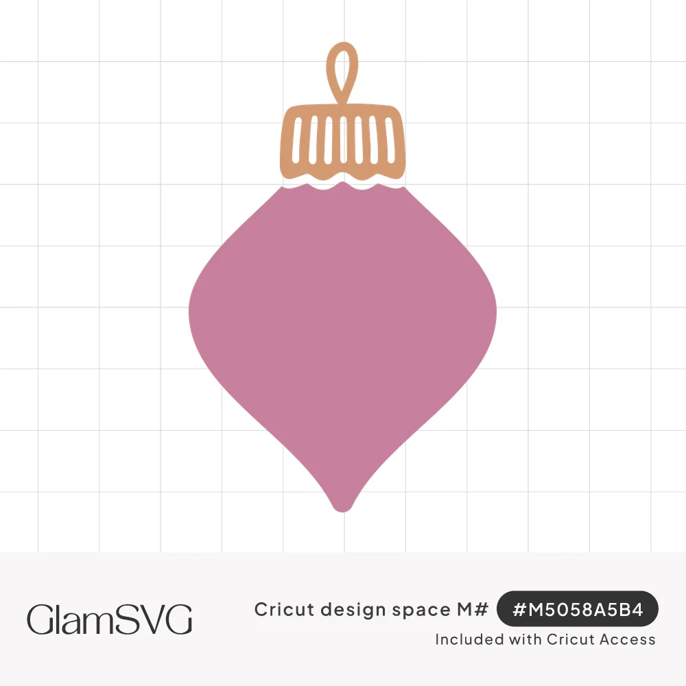 Dusty pink onion-shaped Christmas ornament with a copper ridged cap, scalloped edge and loop hanger