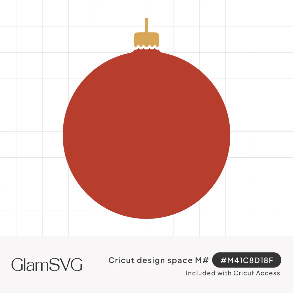 Flat illustration of a round red Christmas ornament bauble with a gold scalloped cap and hanging loop