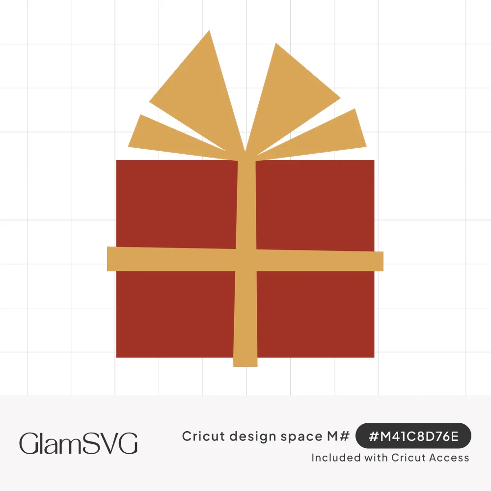 Red gift box wrapped in a gold ribbon with an angular triangle bow on top